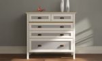 Misto Şifonyer - 5 Çekmeceli, Country Tarzı, Ahşap Tablalı, Beyaz/Gri - Görsel 3