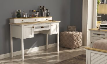 Misto Şifonyer / Makyaj Masası - Country Tarzı, Ahşap Tablalı, 1 Çekmece & 2 Kapaklı, Yüksek Ayaklı