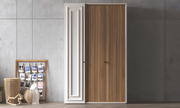 Polo Portmanto - Ahşap ve Beyaz Kontrast, Kaset Kapaklı, Modern Giriş Holü Dolabı