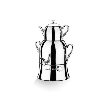 Korkmaz A334 Nosta Mega Elektrikli Semaver - İnox-Krom, 18/10 Paslanmaz Çelik, 4.0 Litre Su Isıtıcı ve 1.1 Litre Demlik Kapasiteli Profesyonel Çay Makinesi