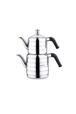 Korkmaz A036 Mina Maxi Çaydanlık Takımı - 18/10 Paslanmaz Çelik, Geniş Aile Boyu, İndüksiyon Uyumlu Kapsül Tabanlı ve Isıya Dayanıklı Ergonomik Saplı Çay Seti