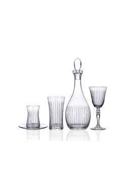 Korkmaz A9235 Lines 49 Parça Bardak Seti - 12 Kişilik, Dikey Çizgi İşlemeli, Şık Sürahi ve Kadehli Modern Cam Sunum Takımı