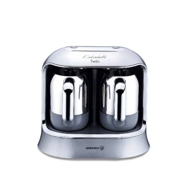 Korkmaz A861-06 Kahvekolik Twin Türk Kahvesi Makinesi - İnox/Krom, 800W, Çift Cezveli, 8 Fincan Kapasiteli, Köz Tadında Pişirme Teknolojili Profesyonel Kahve Makinesi