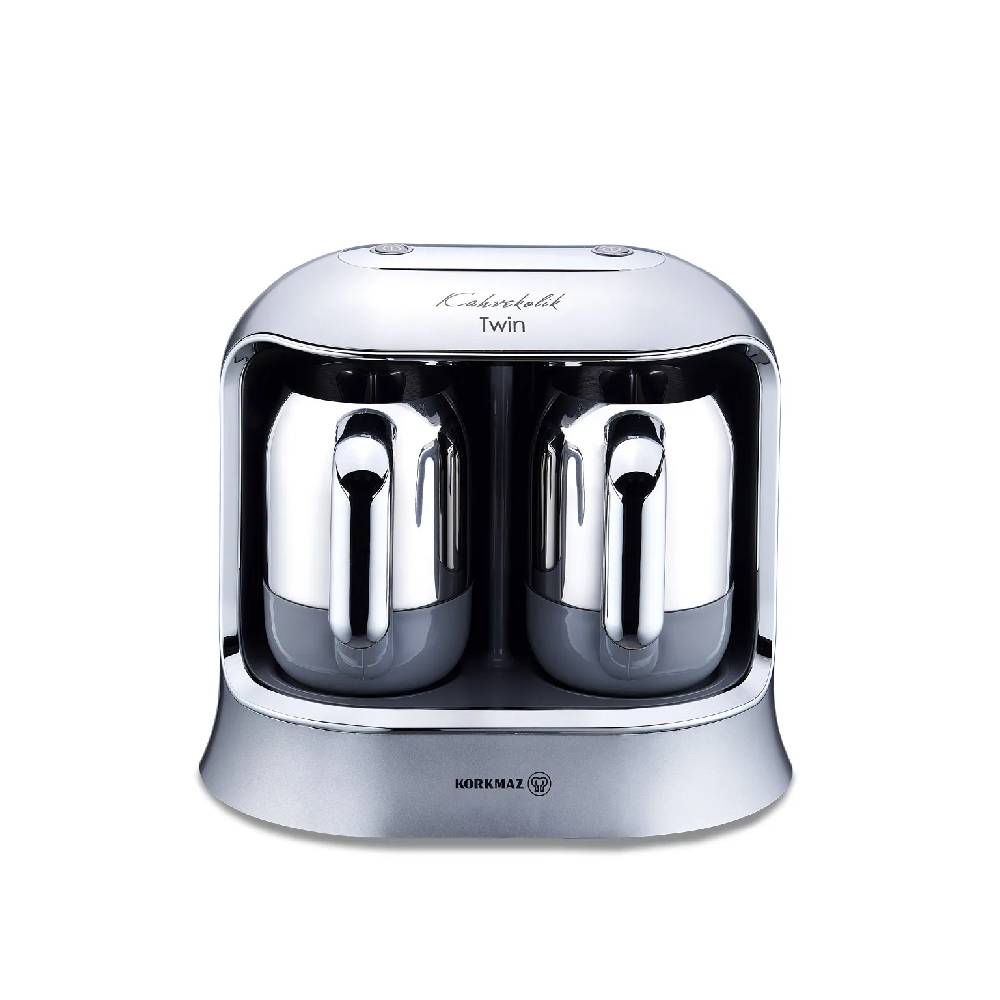 1234567563909 Korkmaz A861-06 Kahvekolik Twin Türk Kahvesi Makinesi - İnox/Krom, 800W, Çift Cezveli, 8 Fincan Kapasiteli, Köz Tadında Pişirme Teknolojili Profesyonel Kahve Makinesi - Görsel 1