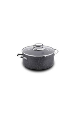 Korkmaz A2951 Galaksi Derin Tencere - 24x12,5 cm, Yaklaşık 5.5 Litre Kapasiteli, Yapışmaz Granit Kaplamalı ve Isıya Dayanıklı Cam Kapaklı Antrasit Tencere