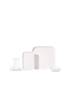 Korkmaz A8852 Plaza Collection 25 Parça Kahvaltı Takımı - 6 Kişilik, Kare Formlu Beyaz Porselen, Modern ve Minimalist Sunum Seti