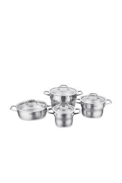 Korkmaz A1957 Festival 8 Parça Tencere Seti - 18/10 Paslanmaz Çelik, İndüksiyon Uyumlu Kapsül Tabanlı ve Isıya Dayanıklı Cam Kapaklı Modern Pişirme Seti