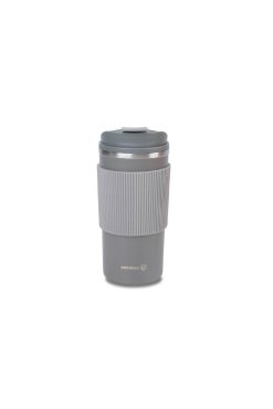 Korkmaz A5539-2 Freedom Plus Kahve Bardağı - Gri, Paslanmaz Çelik Gövde, Kaymaz Silikon Bantlı ve Sızdırmaz Kapaklı Termos Bardak