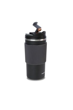Korkmaz A5539 Freedom Plus Kişisel Kahve Bardağı - Siyah, 450 ml, Sızdırmaz Kapaklı, Silikon Tutacaklı ve Paslanmaz Çelik Gövdeli Taşınabilir Termos Bardak