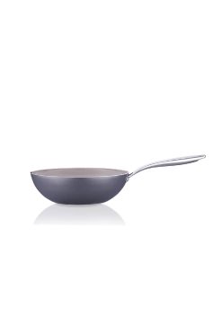 Korkmaz A3963 Boena Wok Tava - 28x8.3 cm, Yapışmaz Volkanit Kaplama, Isıya Dayanıklı Paslanmaz Çelik Saplı ve İndüksiyon Uyumlu Modern Wok Tava