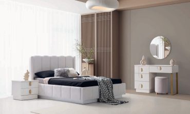 Ada MDF Yatak Odası Takımı - Beyaz / Gold