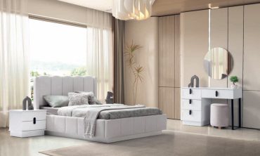 Asya 6 Kapılı MDF Yatak Odası Takımı - Beyaz / Siyah Kapsül Detay