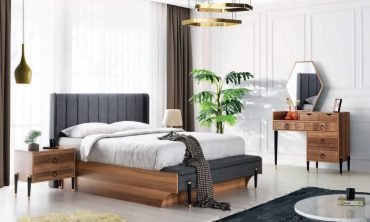 İdol MDF Yatak Odası Takımı - Ceviz / Reflekte Cam