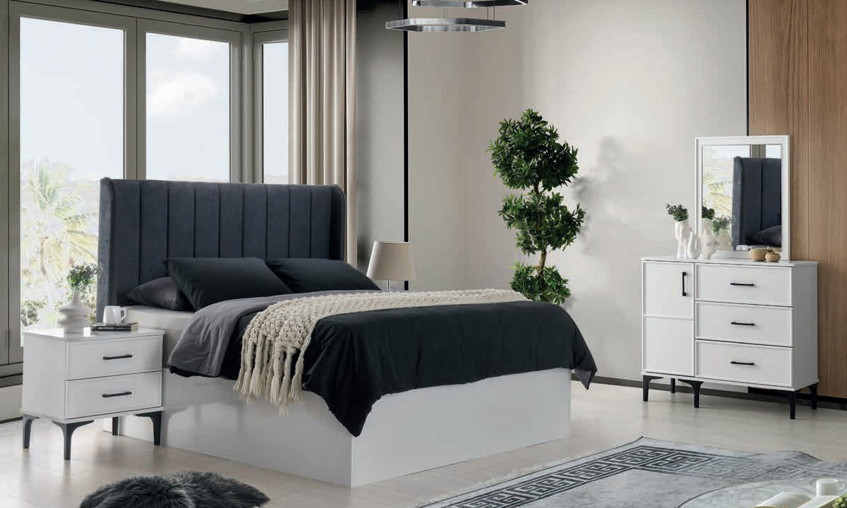 HİSAR MOBİLYA MDF SAFİR YATAK ODASI TAKIMI BAŞLIKLI Safir MDF Yatak Odası Takımı (Başlıklı) - Beyaz - Görsel 1