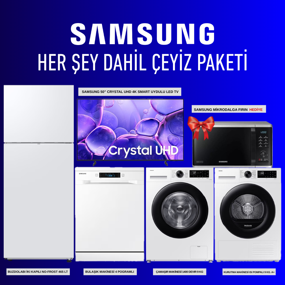 11 SAMSUNG 5'li Her Şey Dahil Beyaz Eşya Çeyiz Paketi - Mikrodalga Fırın Hediyeli - Görsel 1