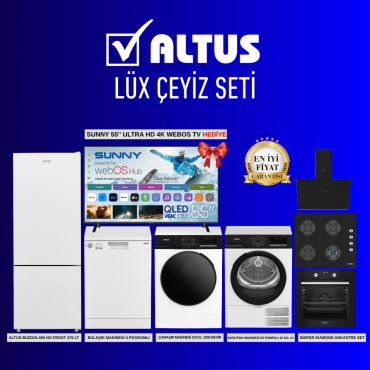 ALTUS Lüx Beyaz Eşya Çeyiz Seti - Sunny 55" QLED TV Hediyeli
