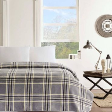 Taç Fausto Çift Kişilik Battaniye: Antrasit Şıklığı ve Klasik Ekose Zarafeti