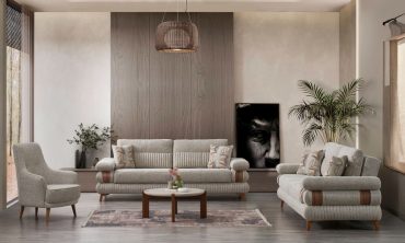 Bologna Modern Koltuk Takımı - Ahşap Detaylı Dikey Kapitone İşlemeli Takım